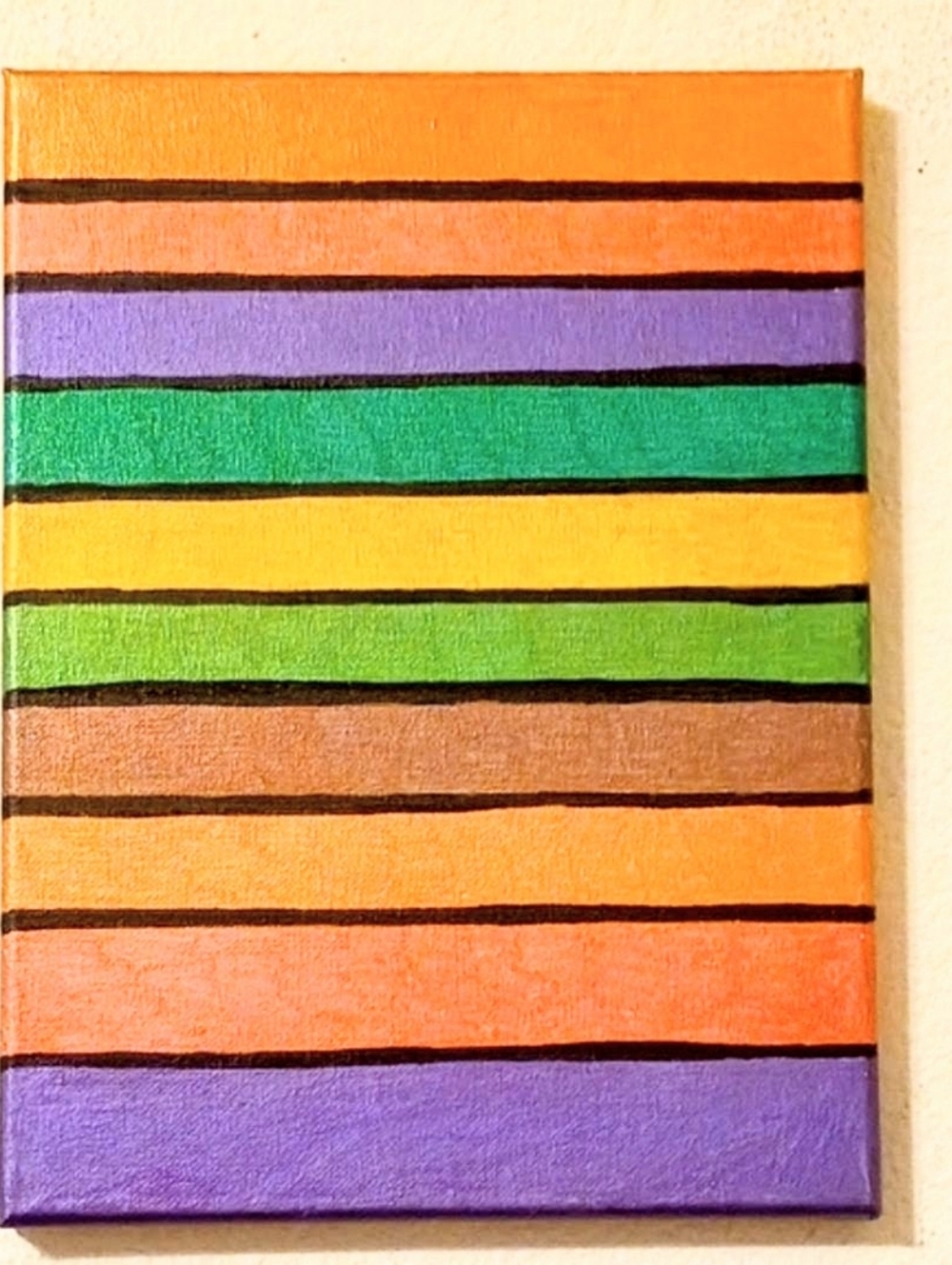 Abstract Striped Acrylic Painting 9x12 Metallic Wall Art Handmade Signed